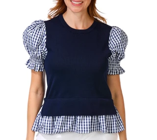 Thumbnail 2: Nanette Lepore Women's Short Sleeve Gingham Print Top 