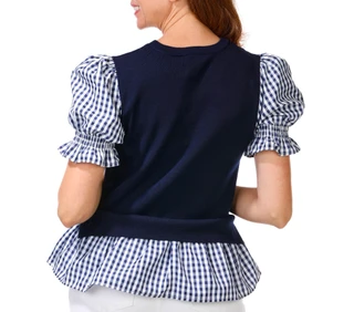 Thumbnail 3: Nanette Lepore Women's Short Sleeve Gingham Print Top 
