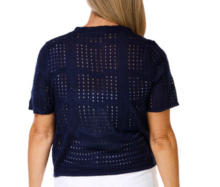 Thumbnail 2: Nina Leonard Women's Short Sleeve Open Crochet Bolero 