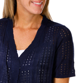 Thumbnail 3: Nina Leonard Women's Short Sleeve Open Crochet Bolero 