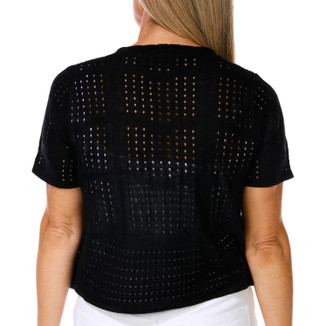 Thumbnail 2: Nina Leonard Women's Short Sleeve Open Crochet Bolero 