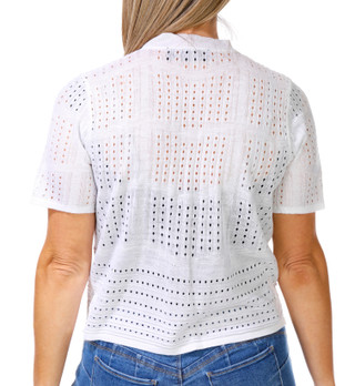 Thumbnail 2: Nina Leonard Women's Short Sleeve Open Crochet Bolero 