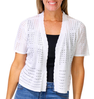 Thumbnail 1: Nina Leonard Women's Short Sleeve Open Crochet Bolero 