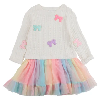 Thumbnail 1: Rare Editions Little Girls Cable Knit Sweater with Tutu 
