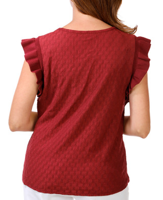 Thumbnail 2: 89th & Madison Women's Short Sleeve Ruffle Top 