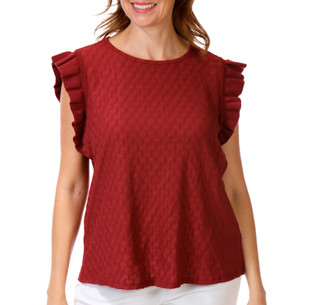 Thumbnail 1: 89th & Madison Women's Short Sleeve Ruffle Top 