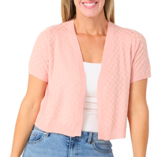 Thumbnail 1: Nina Leonard Women's Short Sleeve Solid Box Knit Bolero 