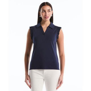 Thumbnail 1: Rafaella Womens Sleeveless Ruffle Polo Shirt 