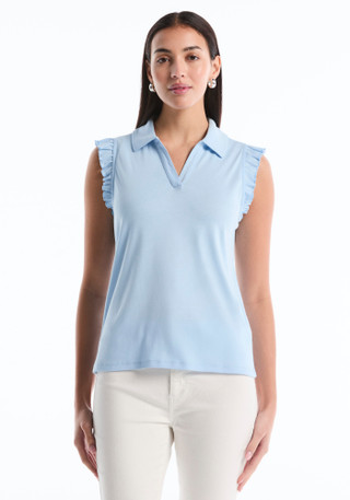 Thumbnail 1: Rafaella Womens Sleeveless Ruffle Polo Shirt 