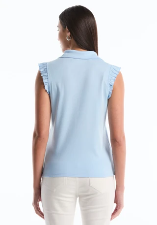 Thumbnail 3: Rafaella Womens Sleeveless Ruffle Polo Shirt 