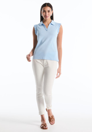 Thumbnail 4: Rafaella Womens Sleeveless Ruffle Polo Shirt 