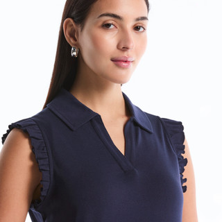 Thumbnail 3: Rafaella Womens Sleeveless Ruffle Polo Shirt 