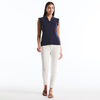 Thumbnail 4: Rafaella Womens Sleeveless Ruffle Polo Shirt 