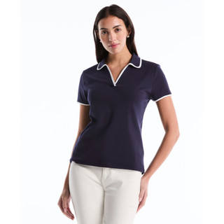 Thumbnail 1: Rafaella Womens Contrast Trim Johnny Collar Polo Top 