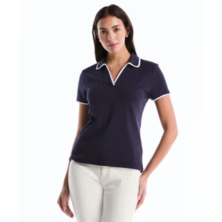 Thumbnail 2: Rafaella Womens Contrast Trim Johnny Collar Polo Top 