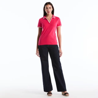 Thumbnail 8: Rafaella Womens Contrast Trim Johnny Collar Polo Top 