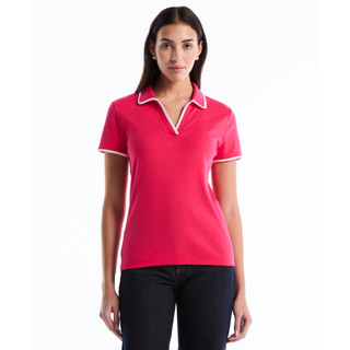 Thumbnail 2: Rafaella Womens Contrast Trim Johnny Collar Polo Top 