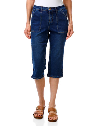Thumbnail 1: Bleu Women's Petite Denim Capris  