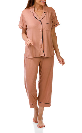 Thumbnail 2: BCBGMAXAZRIA Women's 2 Pc Short Sleeve Pajama Pants Set 