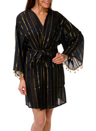 Thumbnail 2: AMERICA AND BEYOND Women's Gold Charm Seashell Cover Up 
