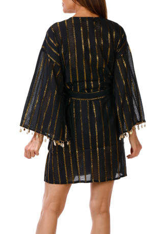 Thumbnail 4: AMERICA AND BEYOND Women's Gold Charm Seashell Cover Up 