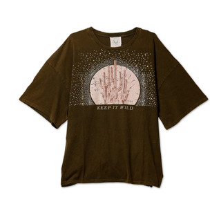 Thumbnail 1: Fantastic Fawn Women's Short Sleeve Cactus Rhinestone tee 