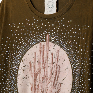 Thumbnail 4: Fantastic Fawn Women's Short Sleeve Cactus Rhinestone tee 