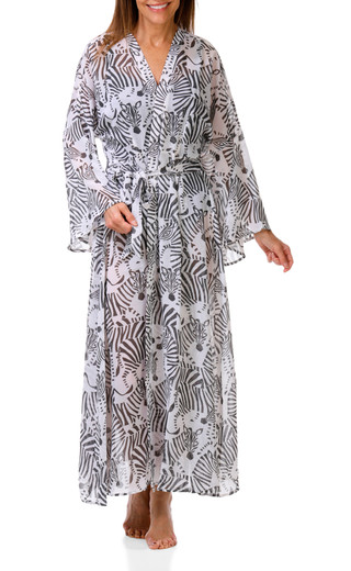 Thumbnail 1: AMERICA AND BEYOND Women's Zebra Print Kimono Cover Up 
