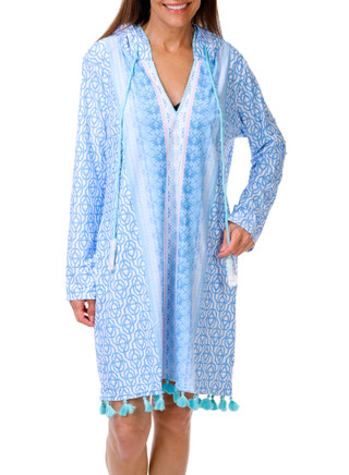 Thumbnail 1: CABANA LIFE Women's Plus Lake Como Coverluxe Hooded Cover Up 