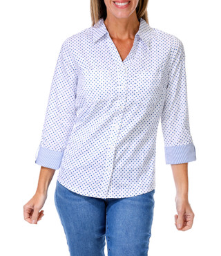 Thumbnail 1: Emily Daniels Women's Tailored 3/4 Sleeve Button Down Top 