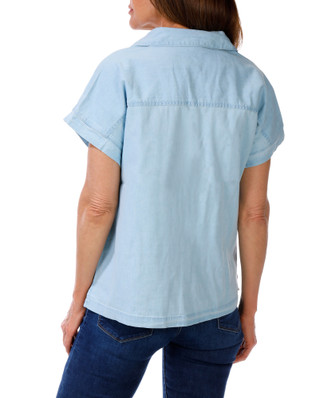 Thumbnail 2: Dash Women's Short Sleeve Solid Button Up Top 
