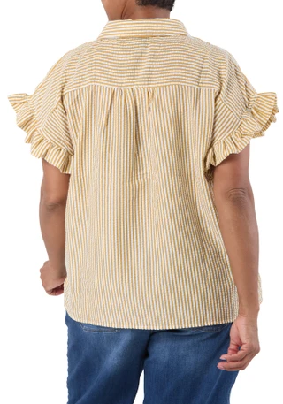 Thumbnail 2: Liv Women's Plus Stripe Print Button Down Top  