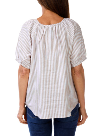 Thumbnail 4: Jessica Simpson Women's Short Sleeve Linen Raglan Peasant Top 