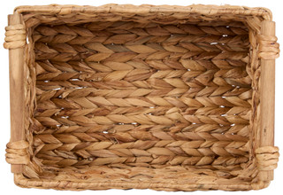 Thumbnail 7: Straw Studios Wendy Arrow Weave Wooden Handle Natural Shelf Basket 