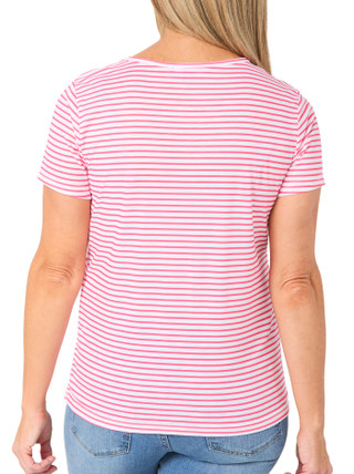 Thumbnail 3: Onque Petite Short Sleeve Stripe Floral Top 