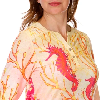Thumbnail 2: ART & SOL Art & Sol Women's 3/4 Sleeve Henley Print Top 