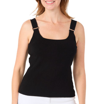 Thumbnail 1: Tahari Women's Square Neck Fine Rib Tank Top 