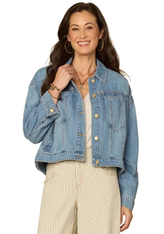 Thumbnail 2: Democracy Womens Drapey Denim Jacket 