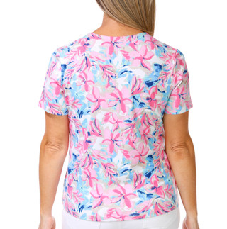 Thumbnail 2: Coral Bay Coral Bay Women's Short Sleeve Scallop Floral Tee 