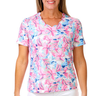 Thumbnail 1: Coral Bay Coral Bay Women's Short Sleeve Scallop Floral Tee 