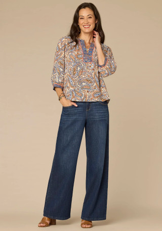 Thumbnail 2: Democracy Womens 3Q Sleeve Split Neck Top 