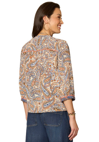 Thumbnail 4: Democracy Womens 3Q Sleeve Split Neck Top 