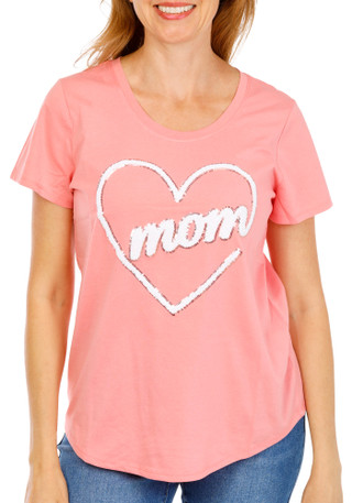 Thumbnail 1: Sable Sky Women's Heart Mom Chenille Sequined Graphic Tee 