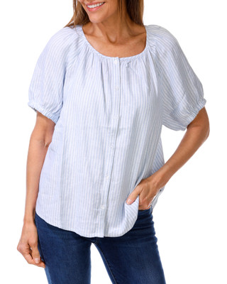 Thumbnail 1: Jessica Simpson Women's Stripe Print Peasant Top  