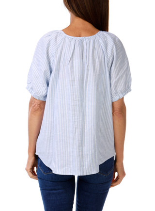 Thumbnail 2: Jessica Simpson Women's Stripe Print Peasant Top  