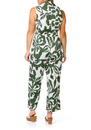 Thumbnail 4: Harlow  & Rose Women's Sleeveless Print Button Up Jumpsuit 