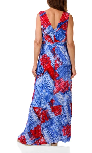 Thumbnail 2: Nina Leonard Women's Sleeveless Americana Print Dress  