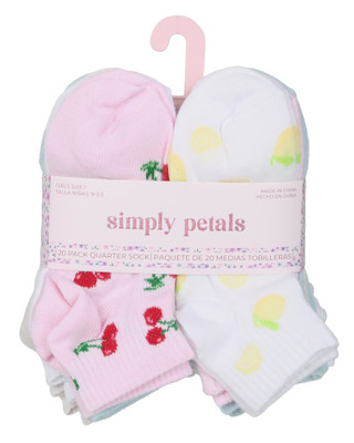 Thumbnail 1: Simply Petals Girls 20 Pk Quarter Socks  