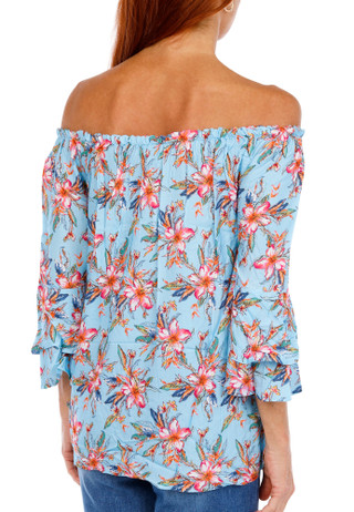 Thumbnail 2: Venus Women's Floral Print Off Shoulder Top  