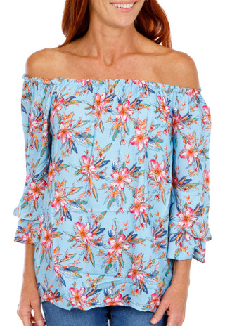 Thumbnail 1: Venus Women's Floral Print Off Shoulder Top  